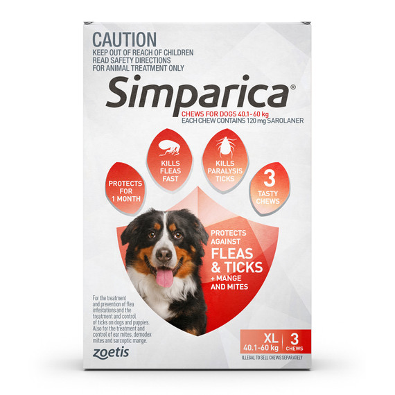 Simparica For Extra Large Dogs 40.1- 60kg - 3 Chews