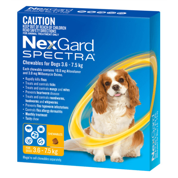 NexGard Spectra Chewables For Small Dogs 3.6-7.5kg - Yellow 3 Pack
