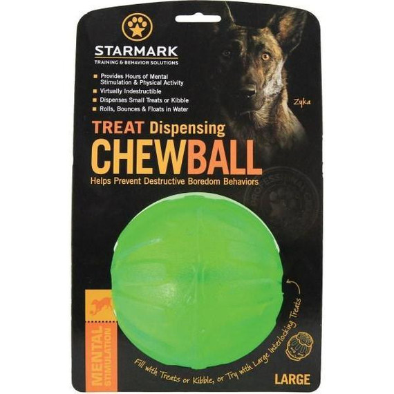 Starmark Treat Dispensing Chew Ball Tough Dog Toy, Large