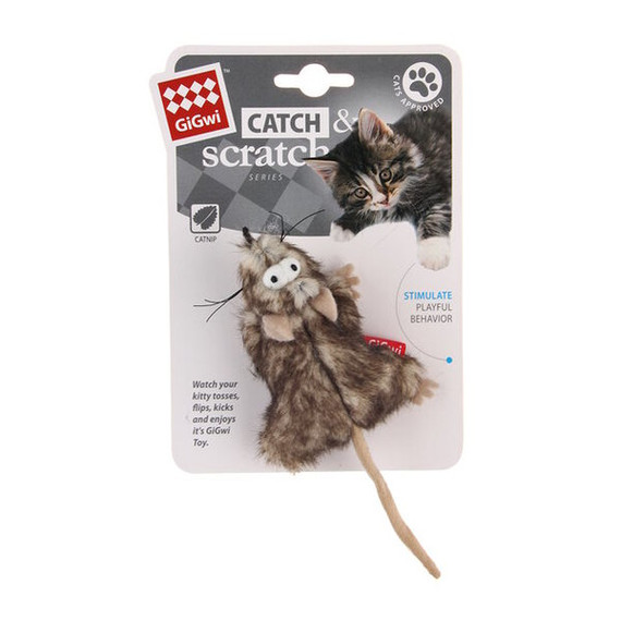 GiGwi Catch & Scratch Mouse with Catnip Cat Toy