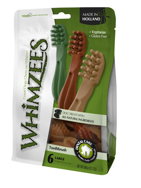 Whimzees Toothbrush Dog Dental Treats - Large 6pk