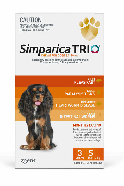 Simparica TRIO Chews for Dogs 5.1-10 kg - Orange 3 Chews