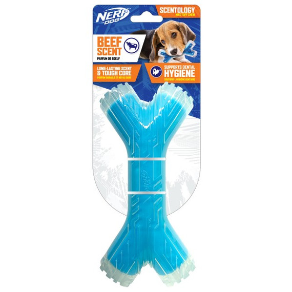 NERF DOG Scentology Twin Branch, Bacon and Peanut Butter Scent, Light Blue 25cm