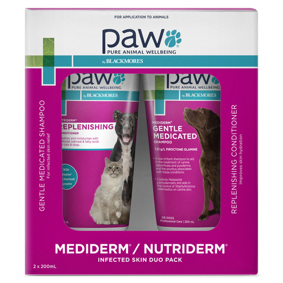 PAW by Blackmores Infected Skin Care - Mediderm and Nutriderm Duo Pack for Dogs (2 x 200mL)