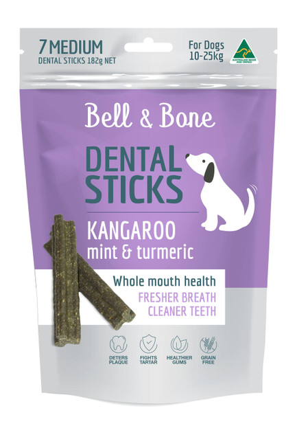 Bell & Bone Dental Sticks - Kangaroo & Turmeric, Medium 7 Sticks