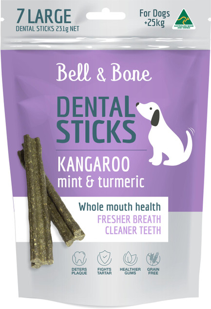 Bell & Bone Dental Sticks - Kangaroo & Turmeric, Large 7 Sticks