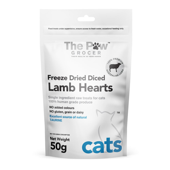 The Paw Grocer - Lamb Hearts for Cats 50g