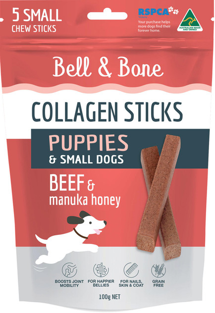 Bell & Bone - Collagen Chew Sticks for Puppies & Small Dogs - Beef 5 Sticks