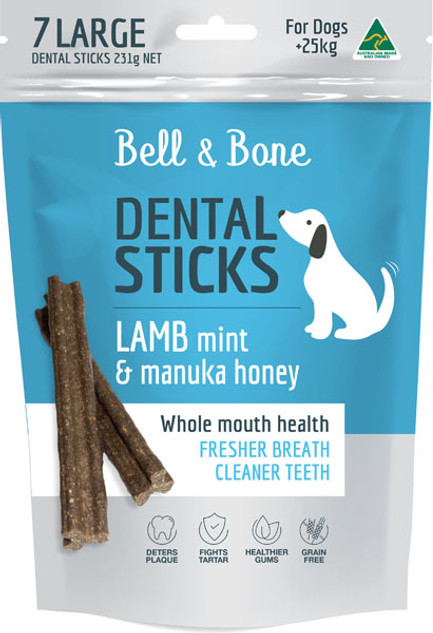 Bell & Bone Dental Sticks - Lamb, Mint & Manuka Honey, Large 7 Sticks
