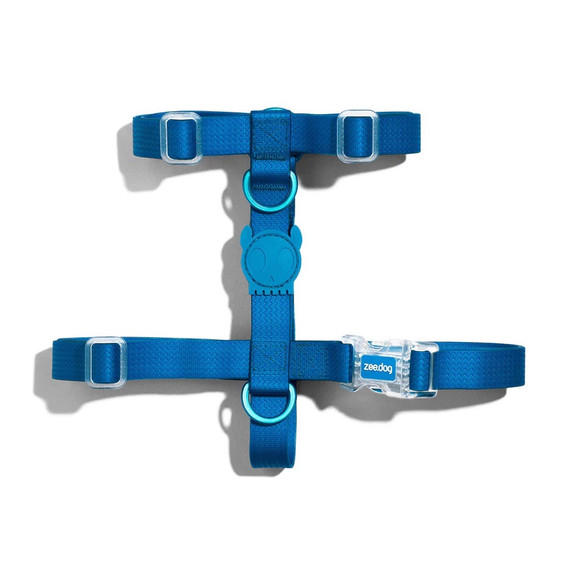 Top view of the Zee.Dog Neopro Blue H-Harness range.