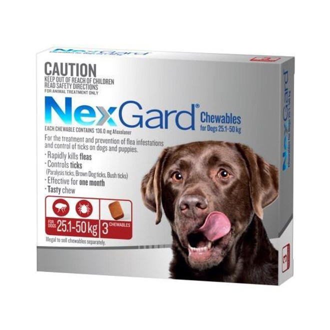 NexGard for Dogs 25.1-50kg - Red 3 Pack