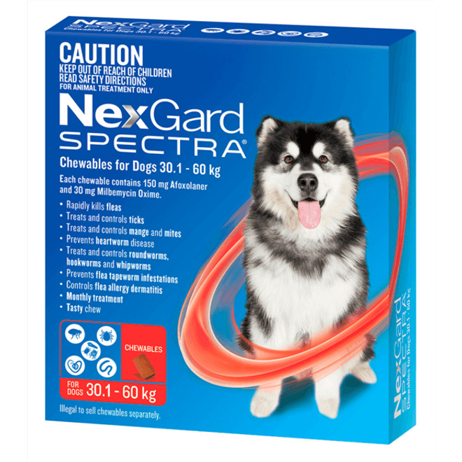 NexGard Spectra Chewables For Extra Large Dogs 30.1-60kg - Red 3 Pack