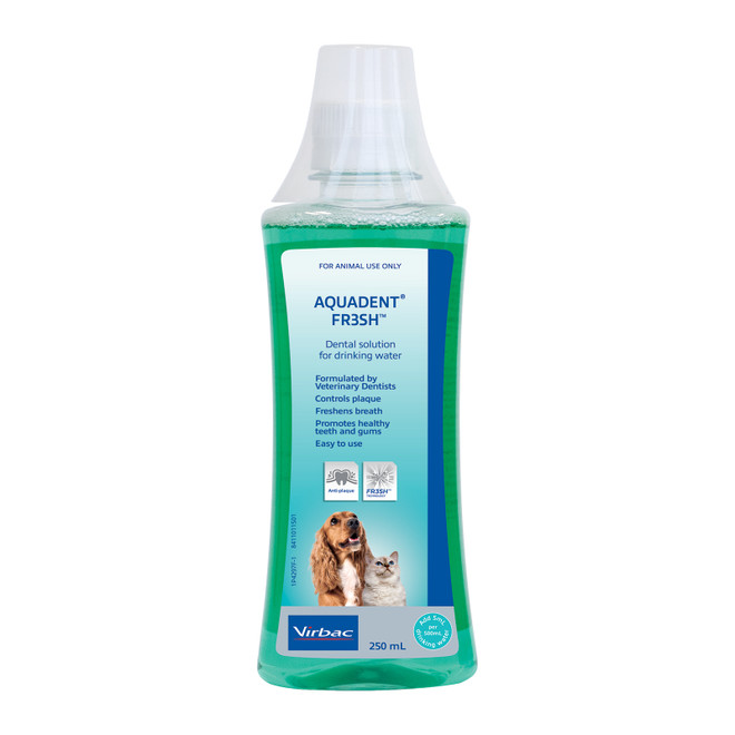 Virbac Aquadent Fresh Dental Water Additive for Dogs and Cats - 250 mL