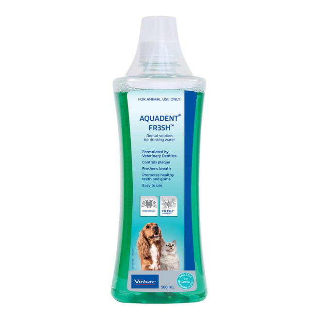 Virbac Aquadent Fresh Dental Water Additive for Dogs and Cats - 500 mL