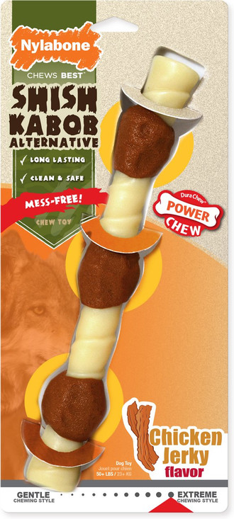 Nylabone Shish Kabob Alternative Power Chew Chicken Jerky Flavored Dog Toy Souper
