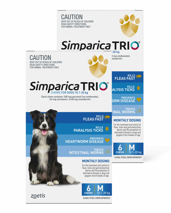 Simparica TRIO Chews for Dogs 10.1-20 kg - Blue 12 Chews