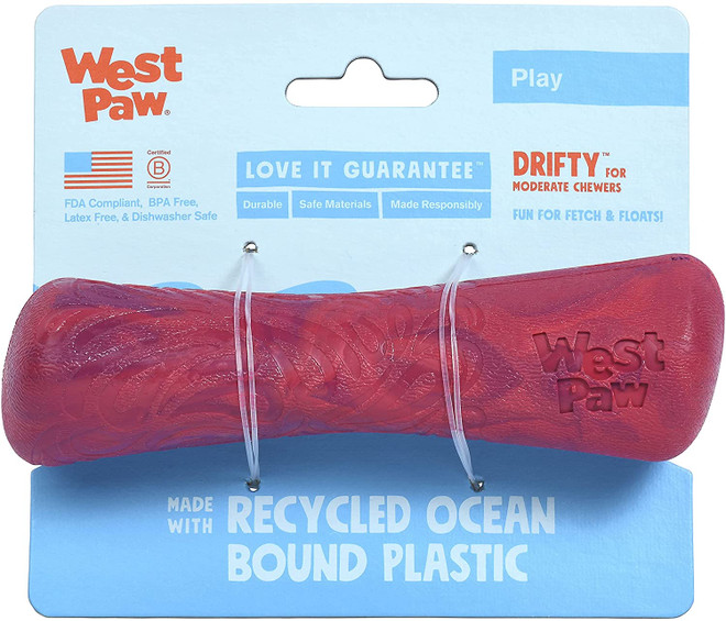 West Paw Seaflex Recycled Plastic Fetch Dog Toy - Drifty Small - Hibiscus