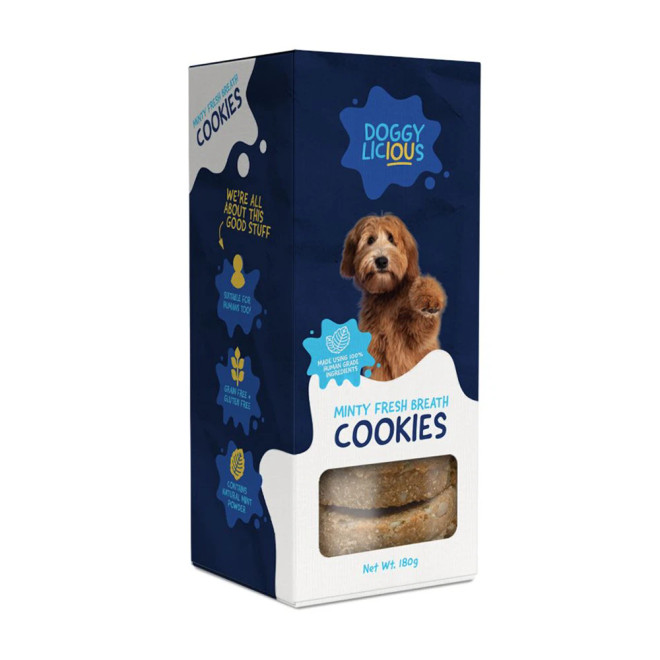 Minty Fresh Doggy Cookies - Refreshing Mint-Flavored Crunchy Treats (180g)