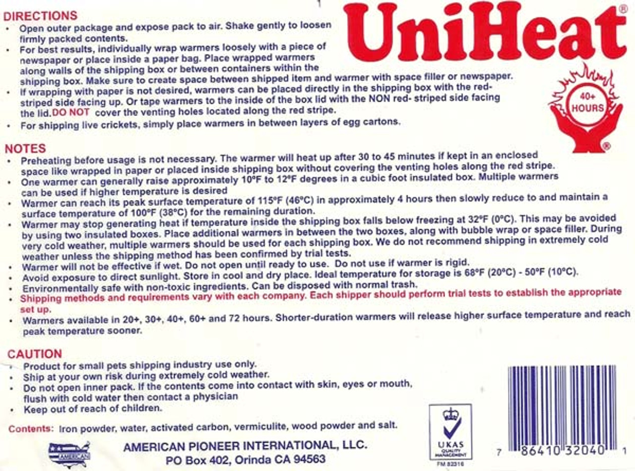 40 Hour UniHeat Shipping Warmer 10 Count
