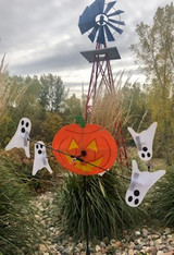 Lawn Spinner - 10" Pumpkin & Ghosts Whirligig Spinner