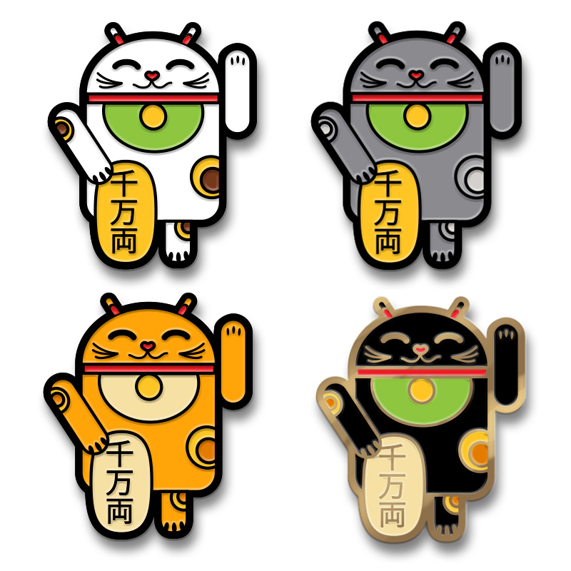 Lucky Cat Android Pin 4-Pack