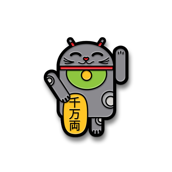 Gray Lucky Cat Android Pin