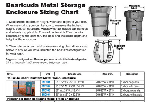 Metal Storage Enclosure Sizing Chart