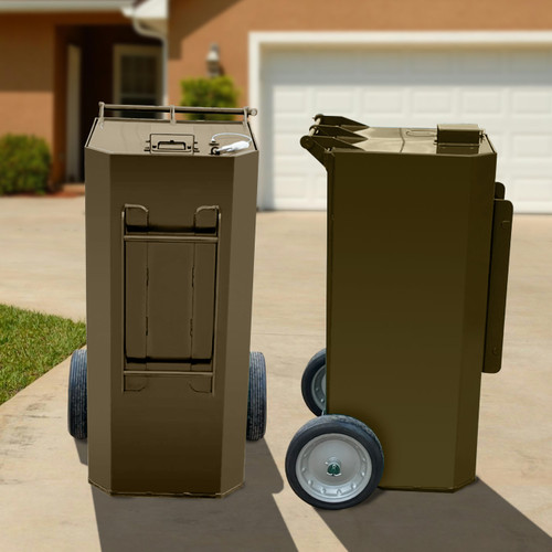 Metal 65 gallon Roll Away Bear Proof Trash Enclosure Cart