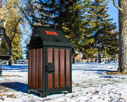 Telluride 32 Gallon Bear Resistant Trash Receptacle Enclosure with Decorative Panels