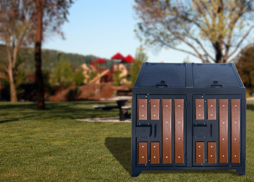 Telluride 64 Gallon Bear Resistant Trash Receptacle Enclosure with Decorative Panels