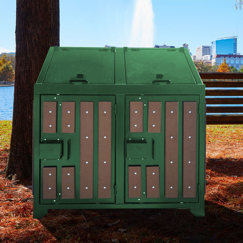 Telluride 64 Gallon Bear Resistant Trash Receptacle Enclosure with Decorative Panels