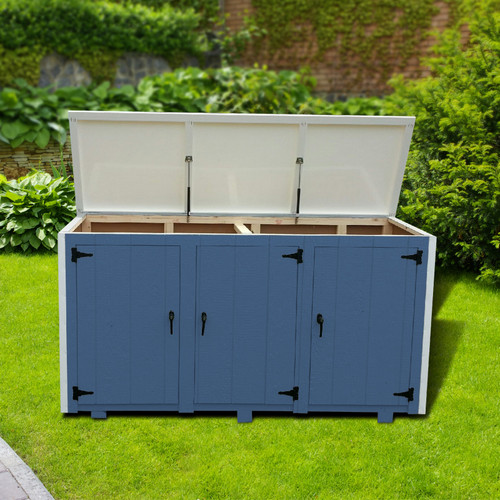 Aspen 3-door wooden trash bin enclosure - 27" deep