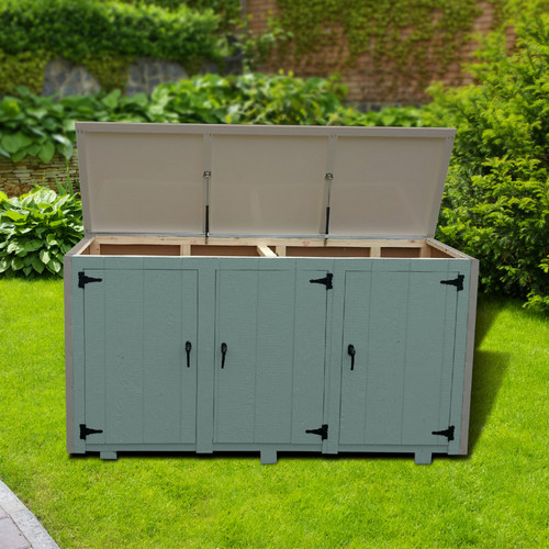 Aspen 3-door wooden trash bin enclosure 21" deep Aspen 3-door wooden trash bin enclosure 21" deep