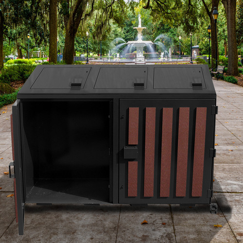Bear proof triple trash locker with decorative slats