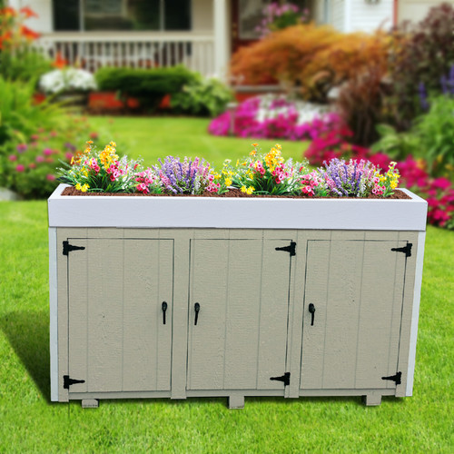 Secret Potter 3-Door Wooden Enclosure / Decorative Planter, 34" D