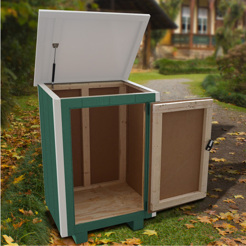 Aspen single can trash bin enclosure with glay lid