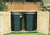 Open door with cans in Manchester Pine Wood Trash and Recycling Bin