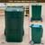 Front, back and side view of Titan Metal 95 gallon Roll Away Bear Proof Trash Enclosure Cart