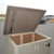 Aspen beige single can trash bin enclosure with open lid