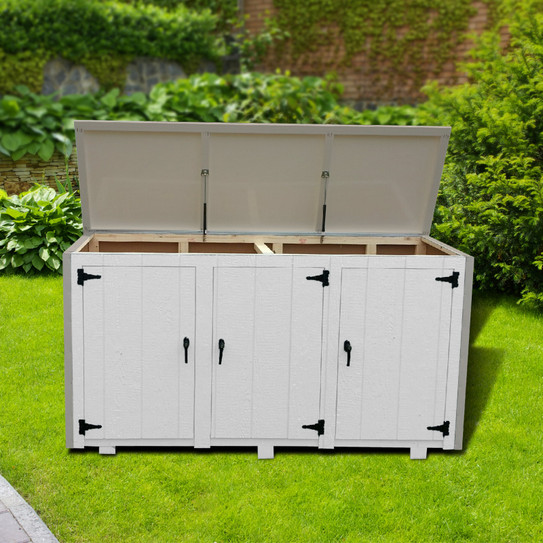 Aspen 3-Door Wooden Trash Bin Enclosure - 34" deep