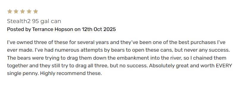 Bearicuda bearproof trashcan review -95 gal stealth