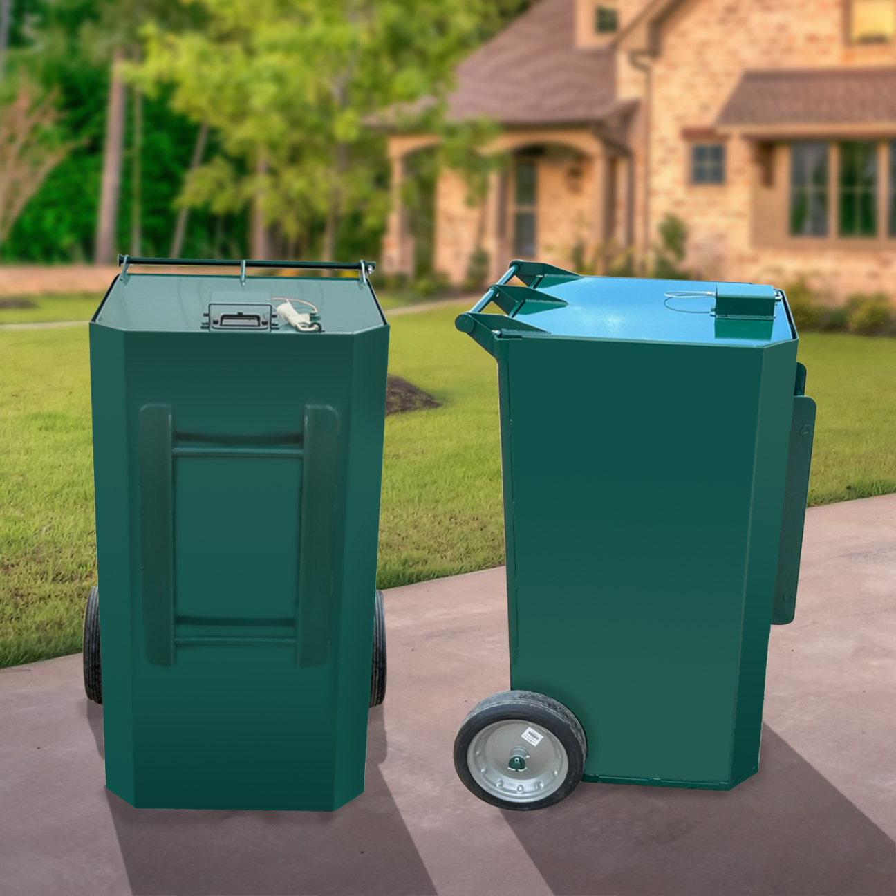 Titan Bearproof metal Trash Can Cart