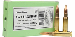 Sellier & Bellot .308 Winchester Ammo 200 Grain Sierra Match King Hollow Point Boat Tail Subsonic