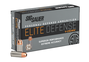 SIG Elite V-Crown 9mm Ammo 115-Grain Jacketed Hollow Point SIG Elite V-Crown 9mm Ammo 115-Grain Jacketed Hollow Point
