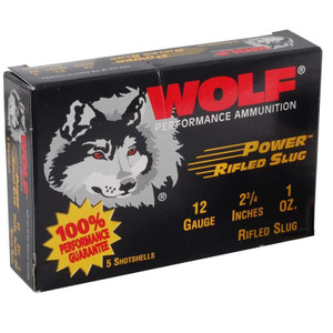 Wolf 12 Gauge Ammo 2 3/4” 1oz Rifled Slug - W12SLUG 250 Round Case