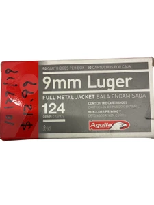 Aguila 9mm 124-Grain FMJ Ammo - Box of 50 Rounds