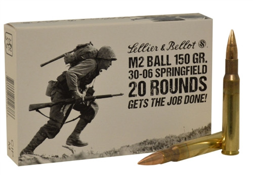 Sellier & Bellot .30-06 Springfield M2 Ball Ammo 150 Grain Full Metal Jacket