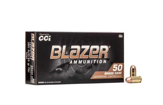CCI Blazer Brass .380 Auto Ammo 95 Grain Full Metal Jacket
