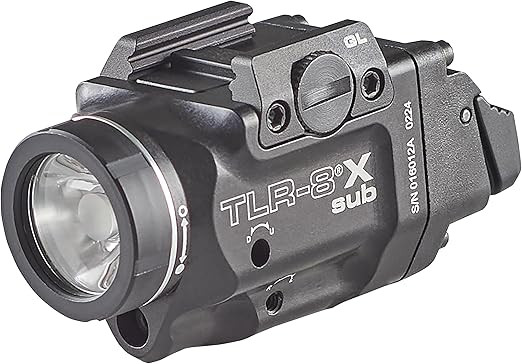 Streamlight 69411 TLR-8X sub 500-Lumen Rail-Mounted Tactical Weapon Light with Integrated Red Aiming Laser for Glock 43X/48