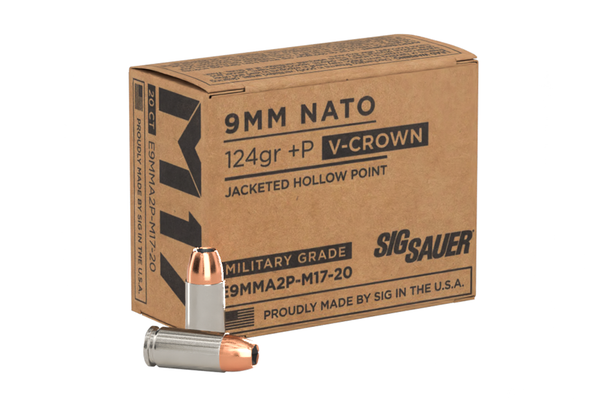 SIG M17 Elite V-Crown 9mm +P Ammo 124-Grain Jacketed Hollow Point